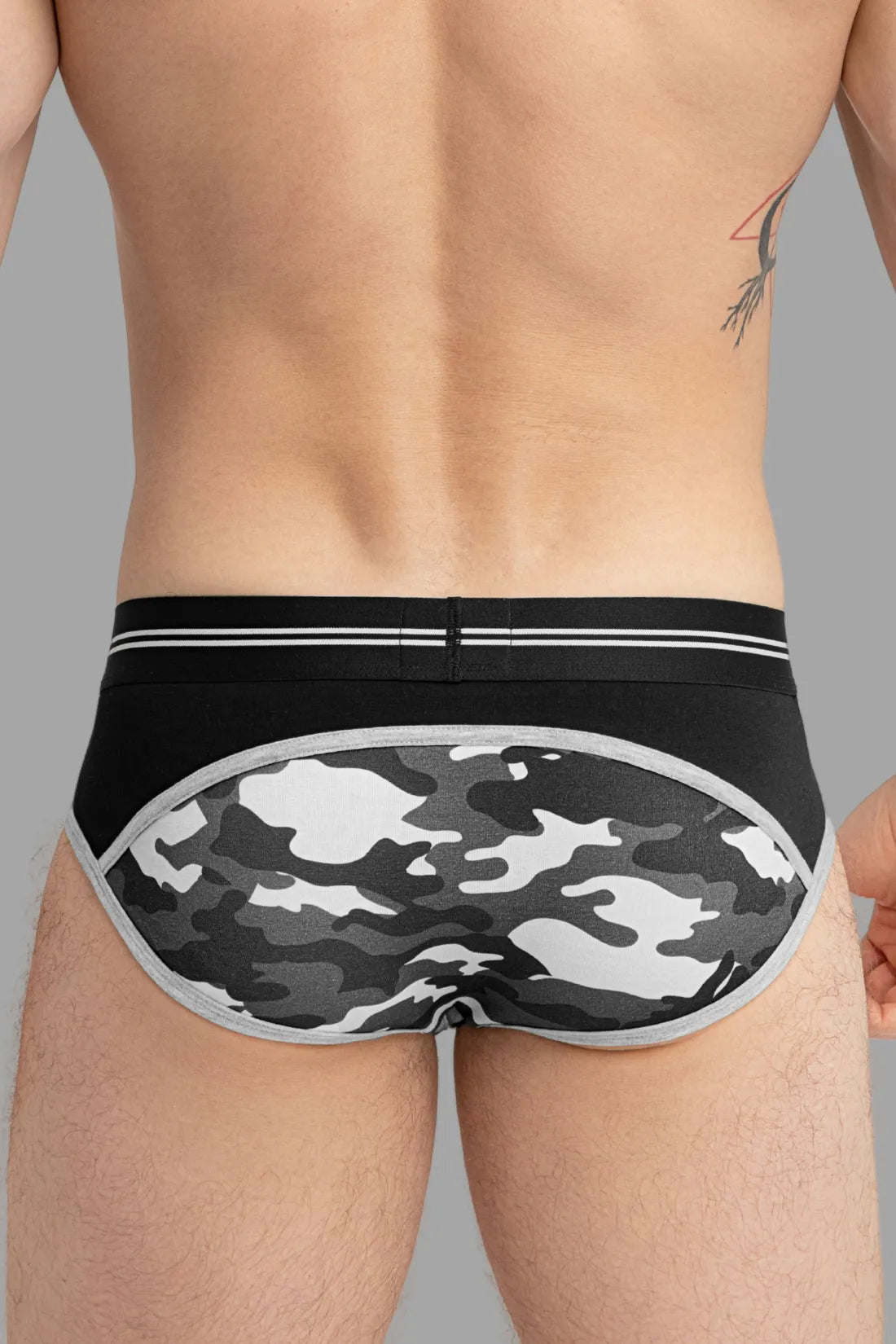 Maskulo Military Briefs with Lifter in black and grey, designed for men&