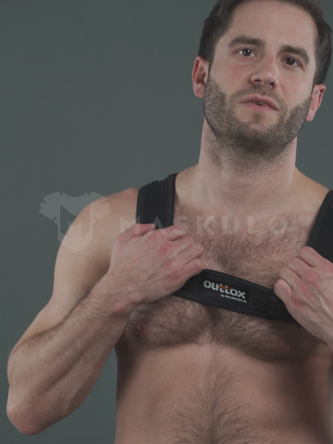 Arnés Bulldog con broches. Negro