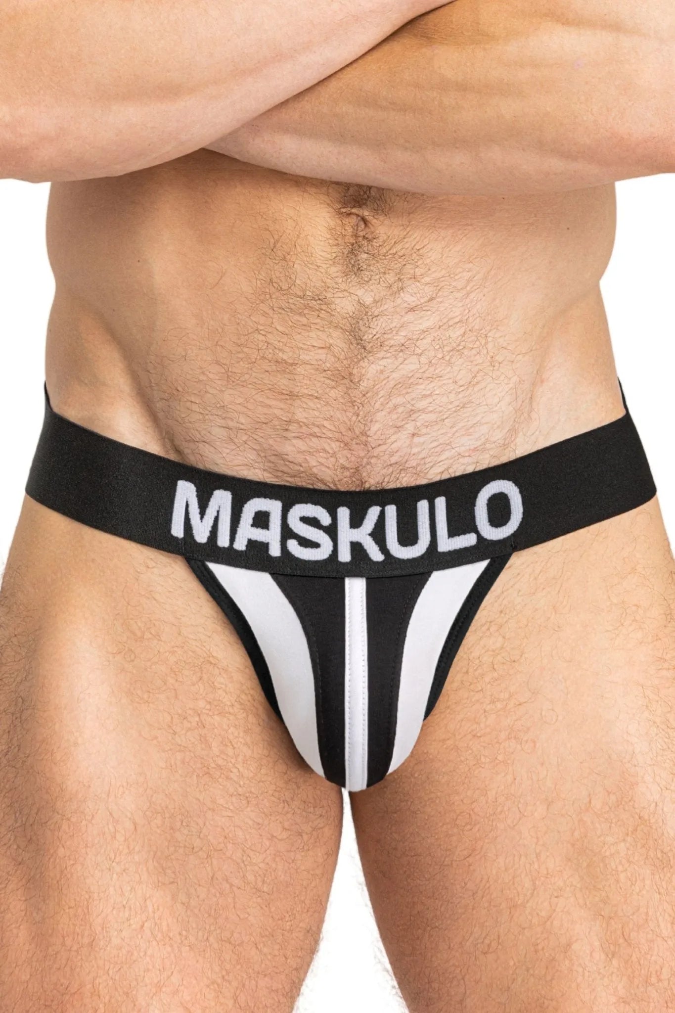 TIGER Jock with POUCH - SNAP. White and Black - Maskulo - MJS150-Y1 - Maskulo EU Global Online Store