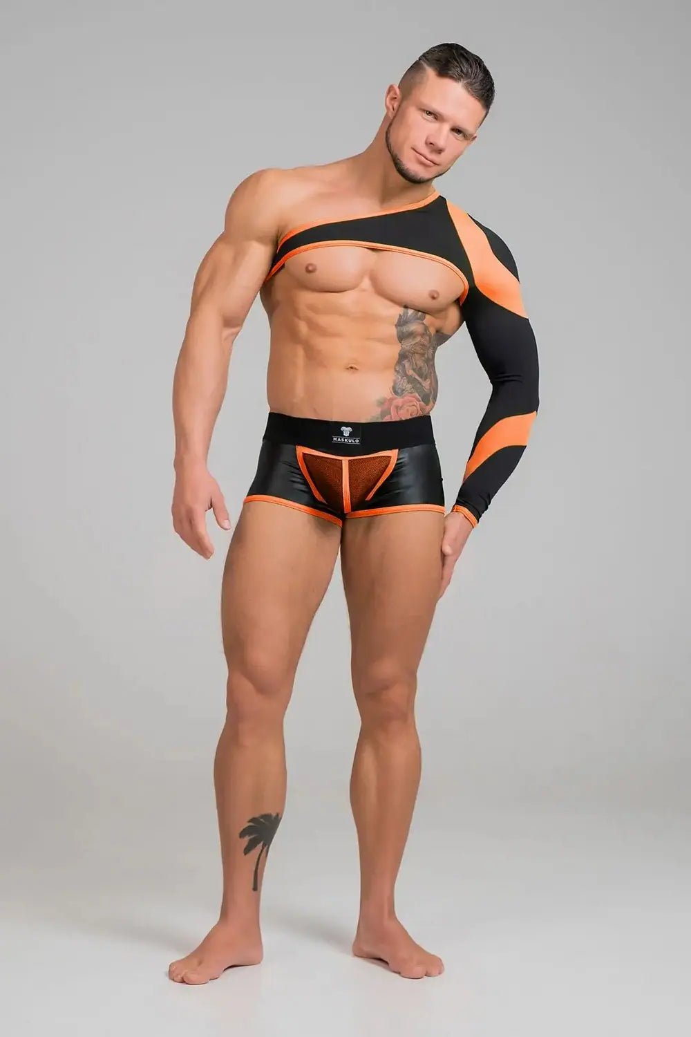Youngero. Asymmetrical Long - Sleeved Crop Top. Orange Neon - Maskulo - MTP150-Y1 - Maskulo EU Global Online Store