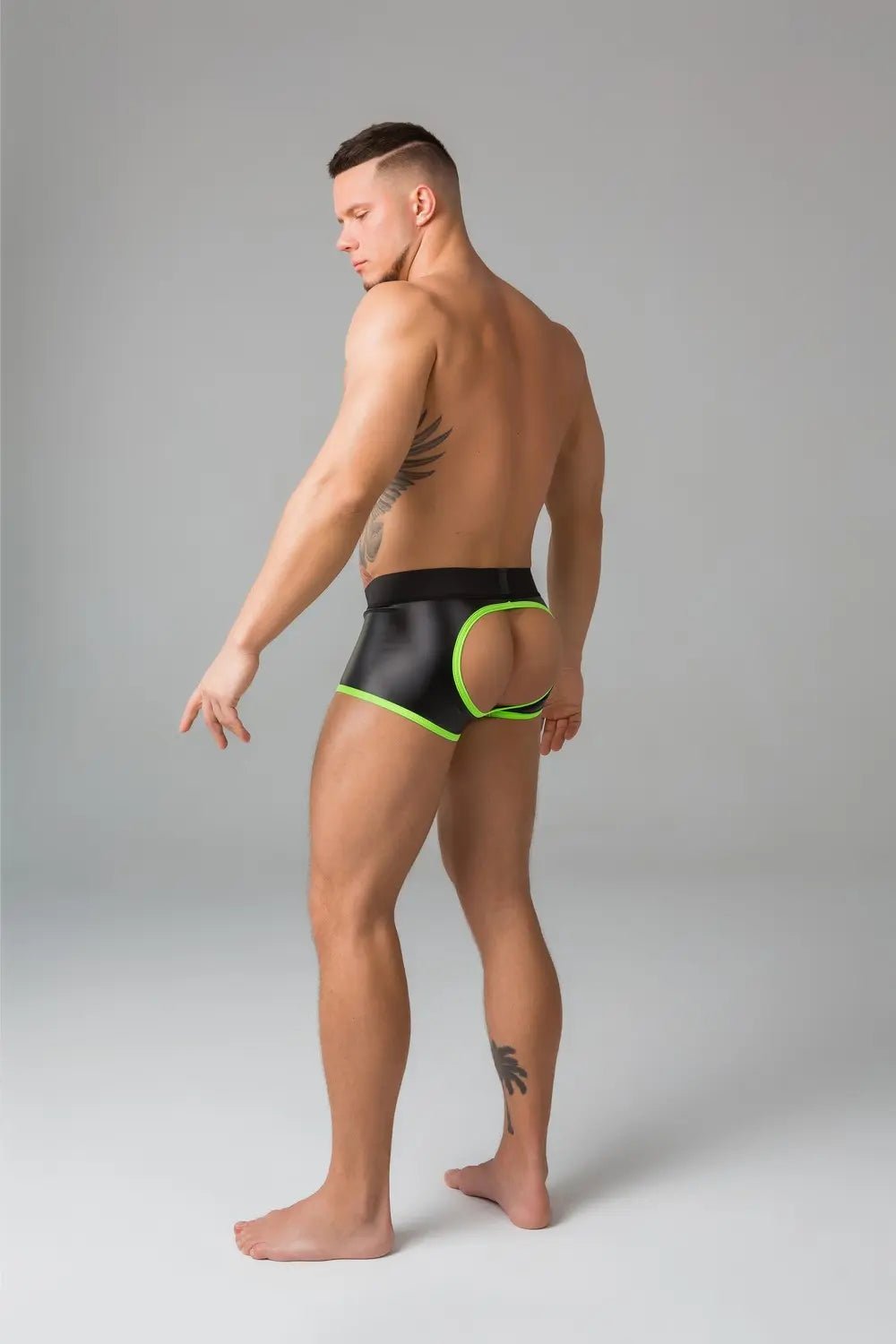 Youngero. Trunks. Mesh Codpiece. Open Rear. Green Neon - Maskulo - MTR118-Y1 - Maskulo EU Global Online Store