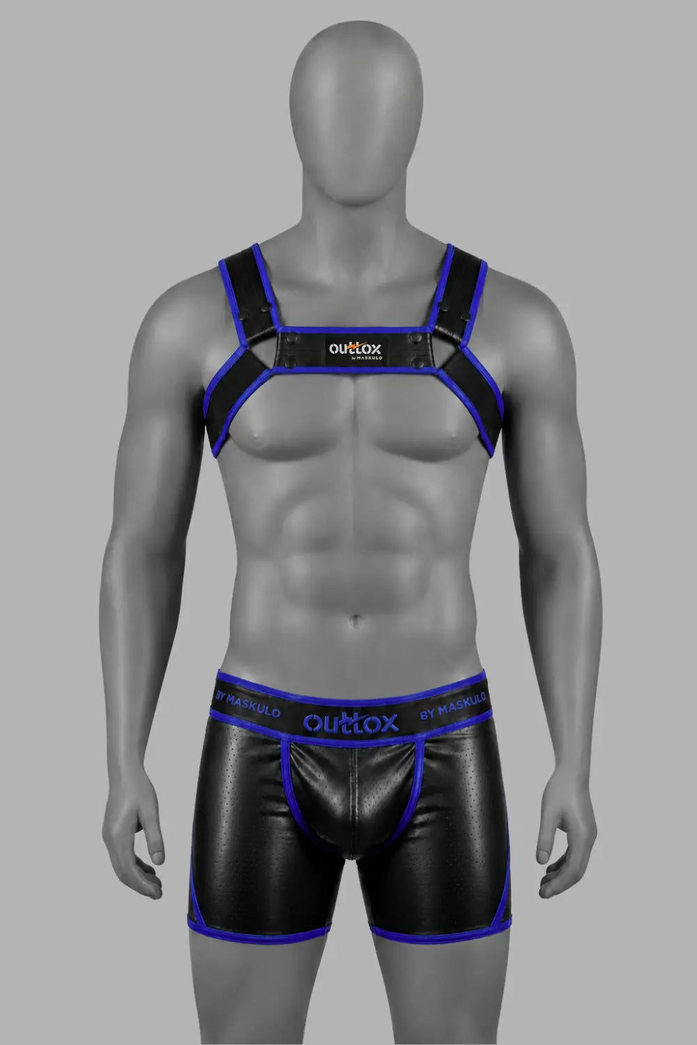 Outtox by Maskulo. Uprząż Bulldog ze zatrzaskami. Czarno-niebieski