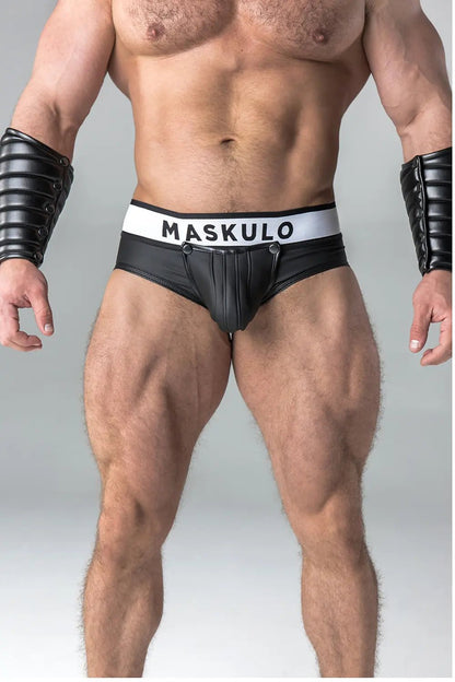 Armored. Rubber look Briefs. Detachable Pouch. Black - Maskulo - MBR108-Y1 - Maskulo EU Global Online Store