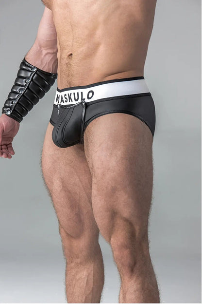 Armored. Rubber look Briefs. Detachable Pouch. Black - Maskulo - MBR108-Y1 - Maskulo EU Global Online Store