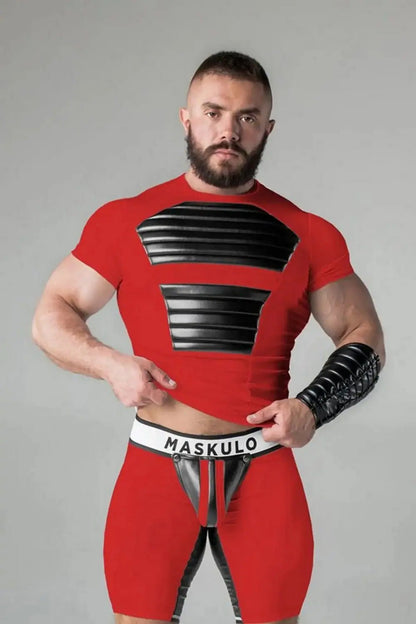 Armored. T-Shirt. Front Pads. Red - Maskulo - MTS116-Y1 - Maskulo EU Global Online Store