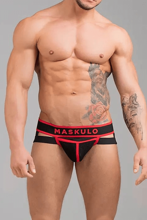 Life Jockstrap. Cotton. Red + Black - Maskulo - MJS184-Y1- Maskulo EU Global Online Store