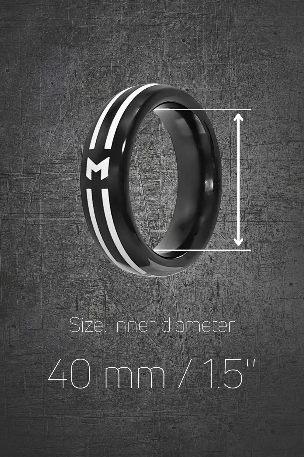 Black Maskulo Signature Cockring MCR101, made of smooth aluminum with hypoallergenic enamel