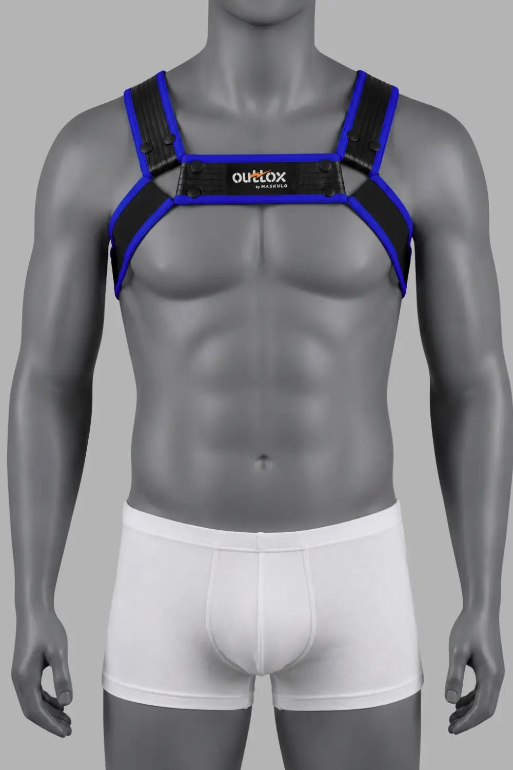 Outtox by Maskulo. Bulldog Harness with Snaps. Black and Blue - Outtox by Maskulo - XHR122-Y1- Maskulo EU Global Online Store