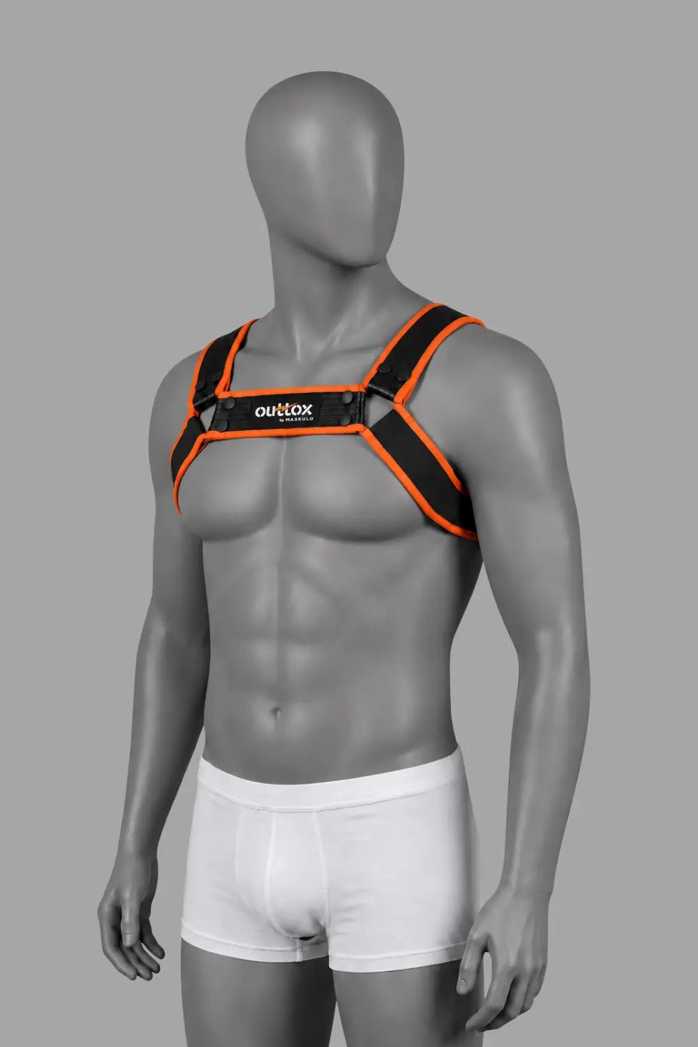 Outtox by Maskulo. Bulldog Harness with Snaps. Black and Orange - Outtox - XHR121-Y1- Maskulo EU Global Online Store