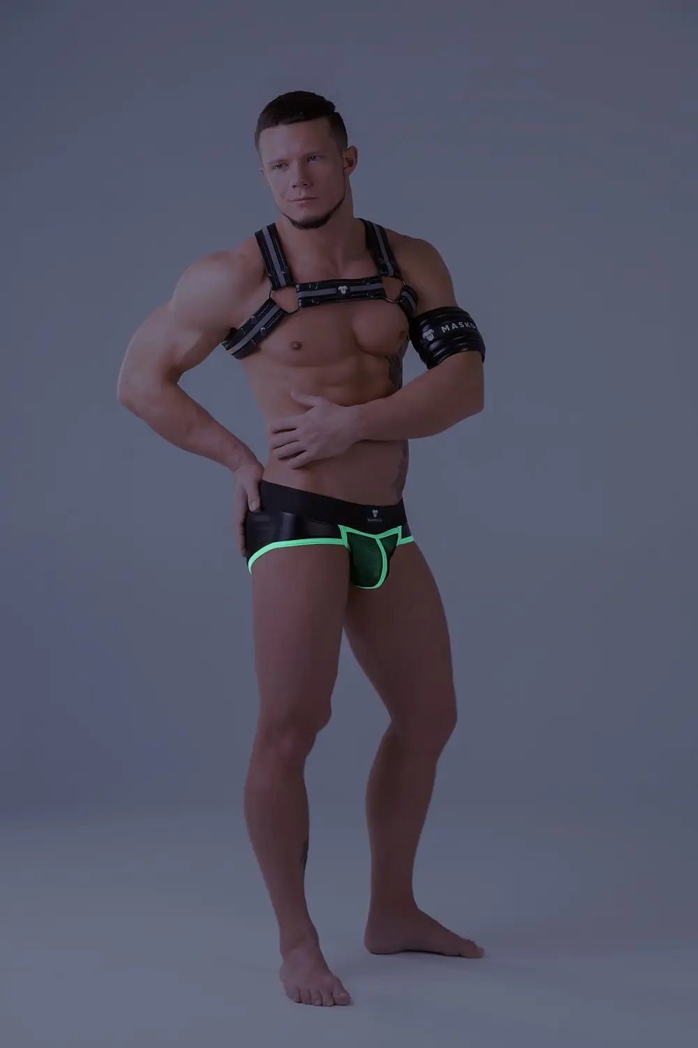 Youngero. Briefs. Mesh Codpiece. Open Rear. Green Neon - Maskulo - MBR150-Y1 - Maskulo EU Global Online Store