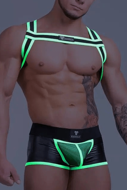 Youngero. Bulldog Elastic Harness. Green Neon - Maskulo - MHR144-Y1 - Maskulo EU Global Online Store