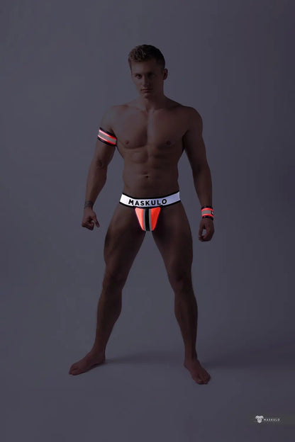 Youngero. Jockstrap with detachable codpiece. Orange Neon - Maskulo - MJS179-Y1 - Maskulo EU Global Online Store