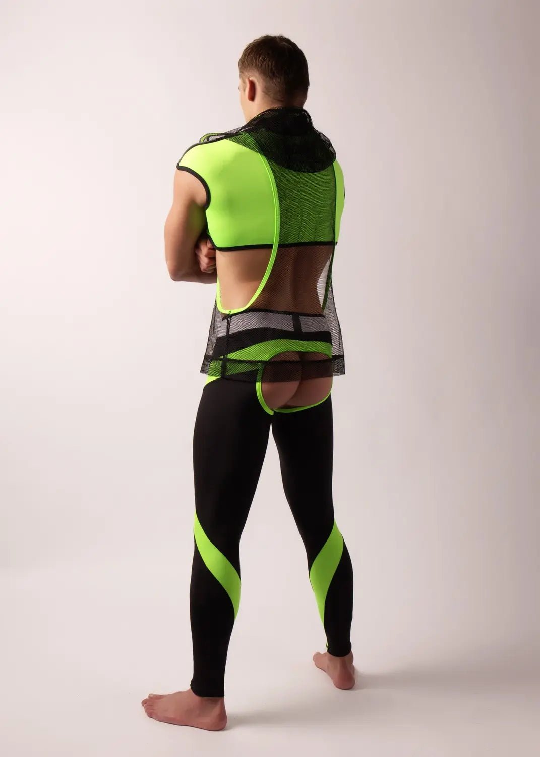 Youngero. Leggings with codpiece. Open Rear. Green Neon - Maskulo - MLG144-Y1 - Maskulo EU Global Online Store