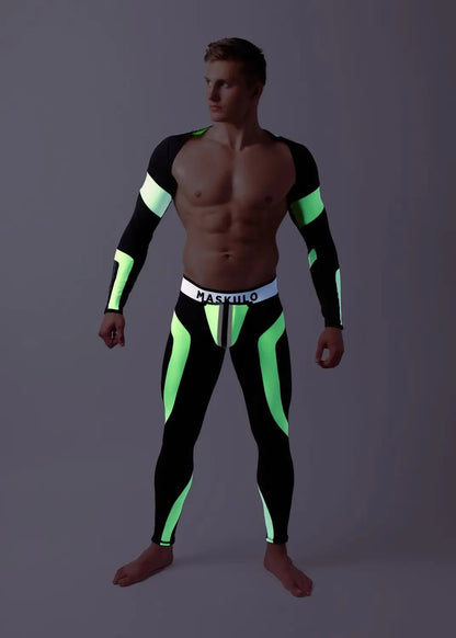 Youngero. Leggings with codpiece. Open Rear. Green Neon - Maskulo - MLG144-Y1 - Maskulo EU Global Online Store