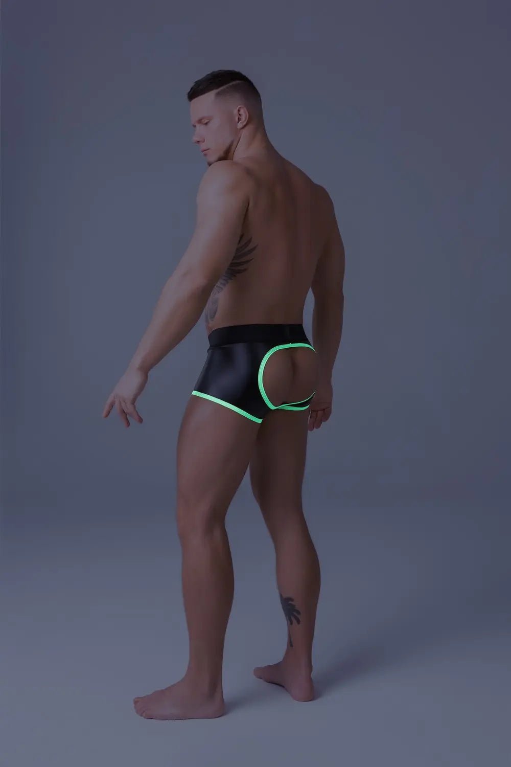 Youngero. Trunks. Mesh Codpiece. Open Rear. Green Neon - Maskulo - MTR118-Y1 - Maskulo EU Global Online Store